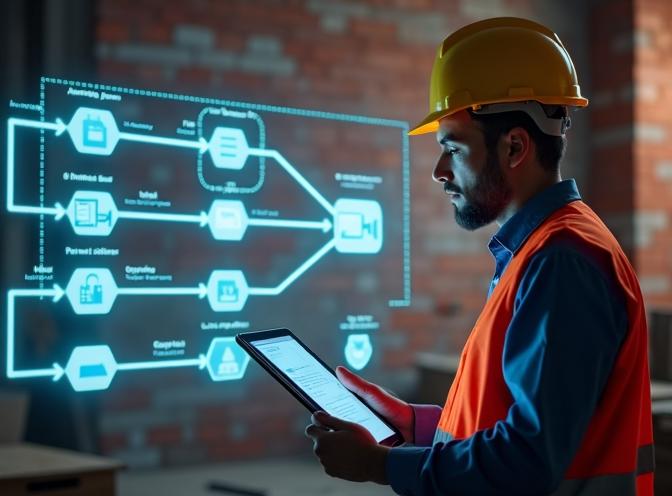 trabalhador da construção com transações distribuídas