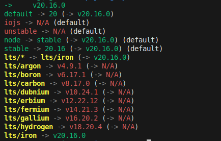 response of nvm ls command nvm ls response
