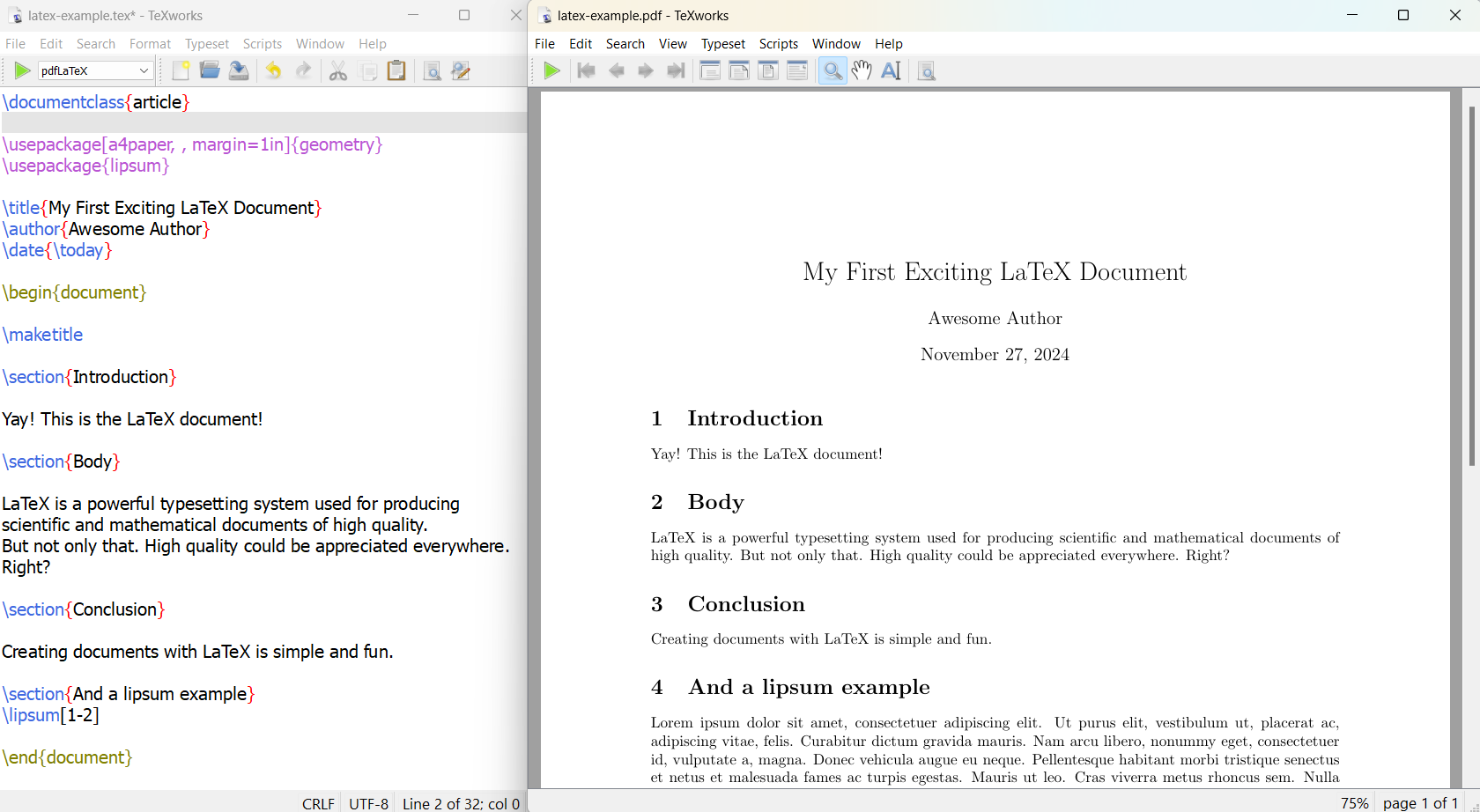 Latex Document Example