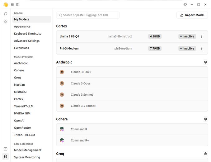 Jan LLM frontend - config options
