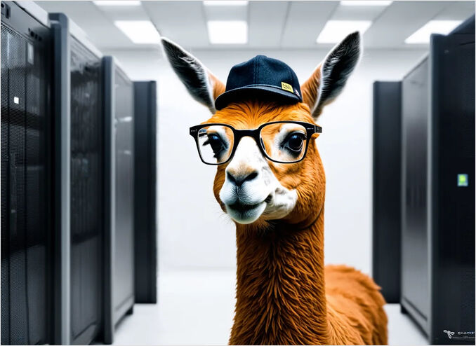 cool llama in hat Smart llama in the hat is doing something in the server room