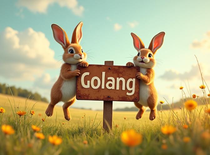 bunnies around golang sign