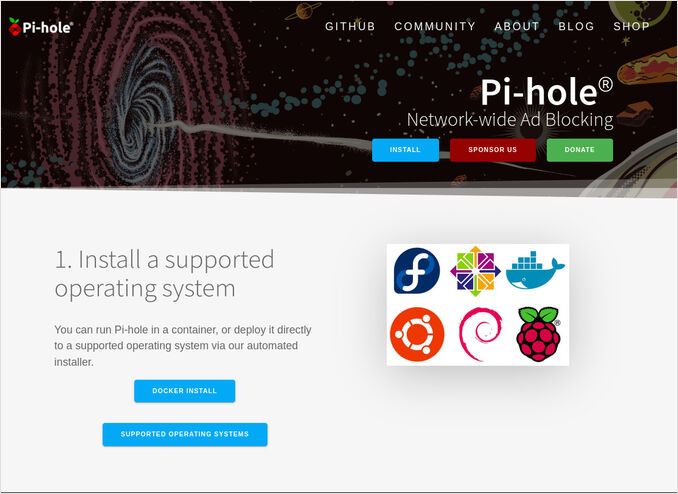 pi-hole home page
