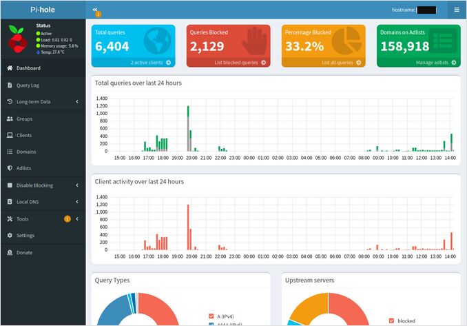 PI-Hole dashboard