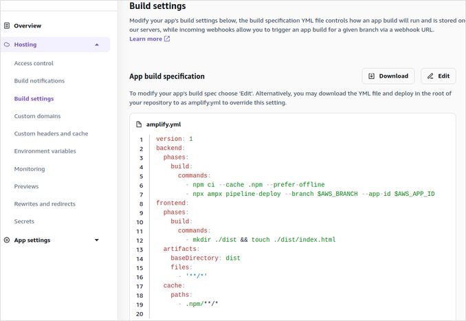 amplify-build-settings