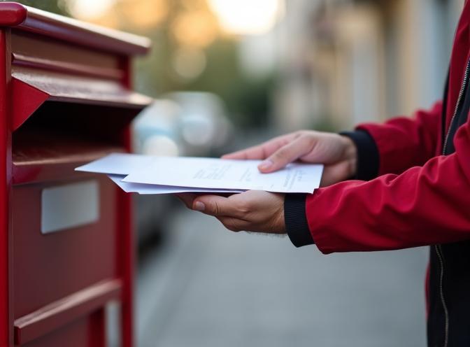 ‘postman delivering mail’