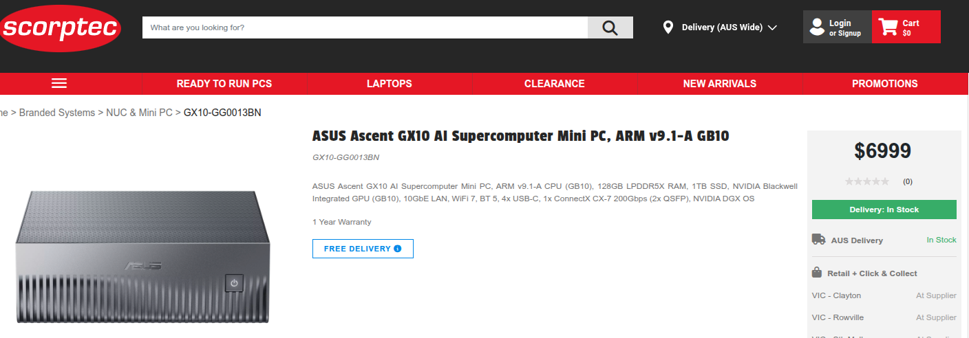 scorptec dgx spark asus ascent gx10