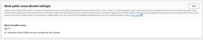 Block public access - off 1